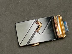 Replacement formal slide style black & copper or rose gold color belt buckle