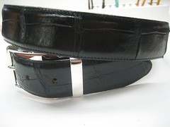 Sterling silver 925 buckle w/1-3/8&Prime; Genuine Alligator belt sizes 30 to 44&Prime; U.S.A