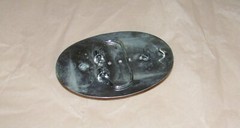 Vintage TIGER EYE Gemstone BELT BUCKLE Polished Stone linlay WESTERN Cowboy