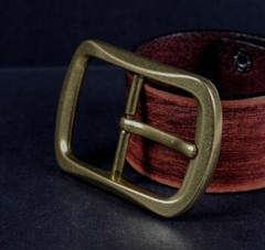 Retro Brass Classic Pin Belt Buckle for Leather Belt Replacement Fit 40mm Strap