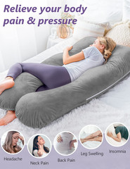 Pregnancy Pillow, U Shaped Pregnancy Body Pillow with Zipper Removable Cover (Gr