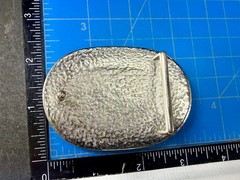 Textured Hammered Metal with Clear Rhinestone Border Modernist Belt Buckle
