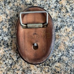 Tony Lama Vintage Leather Belt Buckle Brown Embroidered Cow Head Laced Edge