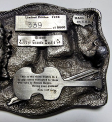 Arroyo Grande Belt Buckle Square Dancing #339 1985 Pewter 3.25&Prime;x2 5/8&Prime; Fit 1.75