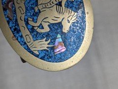 vintage HANDCRAFTED belt buckle NATIVE AMERICAN indian horse TURQUOISE western