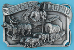 VTG 80s The Kansas Legend Commemorative Western Belt Buckle 1984