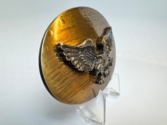 Vintage 1970s Brass Belt Buckle EAGLE WESTERN cowboy USA United States