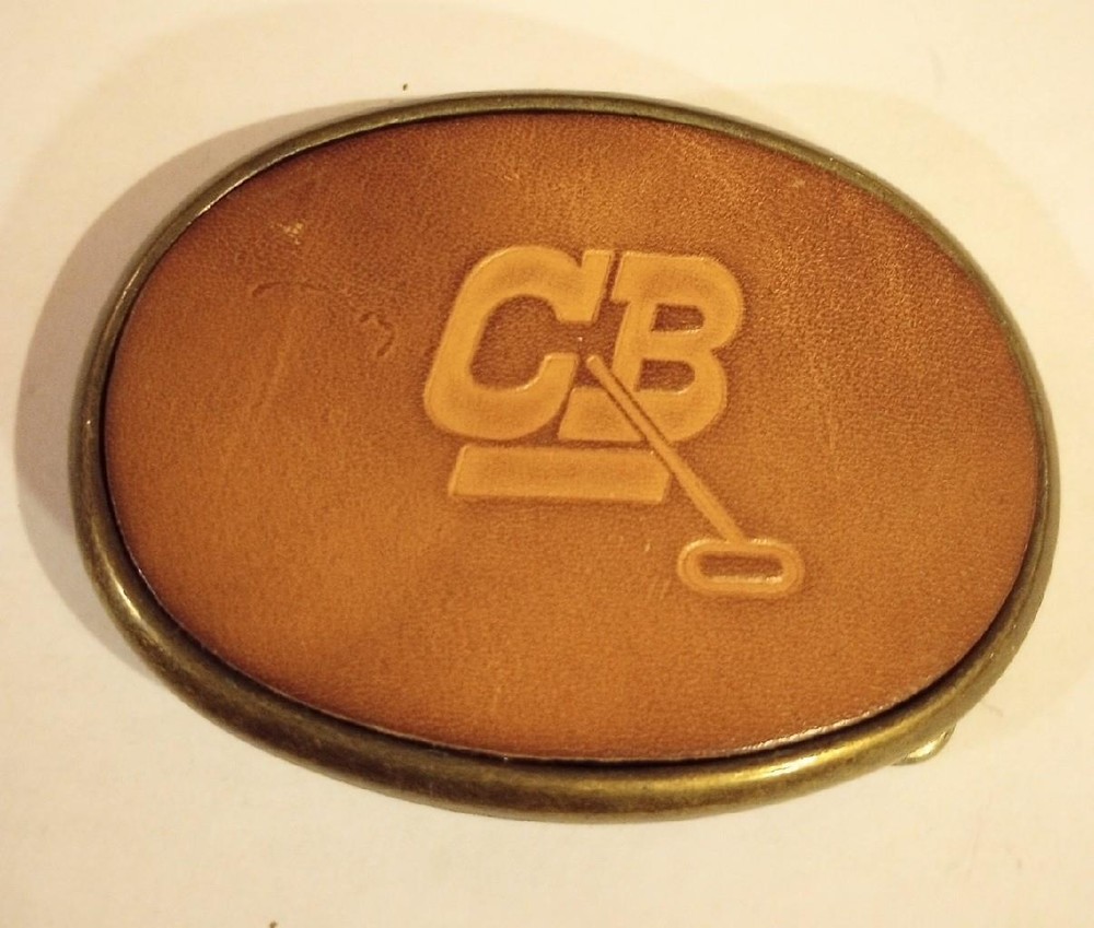 Vintage Belt Buckle 1970s El Cid Leather in Brass Oval 3-1/2 x 2-1/2&Prime; CB Radio !