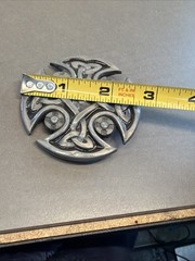 Celtic Knot Iron Cross Black Enamel Belt Buckle B10