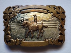 VTG Comstock German Silver Cowboy Rodeo Rider Western Mountain Ranch Belt Buckle