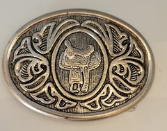 VINTAGE Avon Horse Saddle Western Belt Buckle 80s