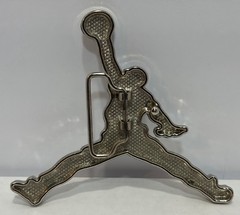 Iced Out Rhinestone Jordan Jumpman Belt Buckle Silver Custom Bling 4.5&Prime;x4&Prime;