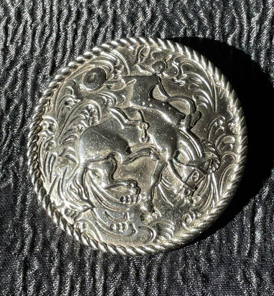 Rodeo Cowboy Horse Rider Western Metal Belt Buckle Silver Color 2 1/2&Prime; Rodeos