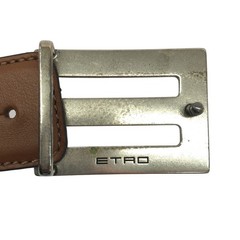 Etro E-Buckle Paisley Leather Belt Brown -length: 119 cm