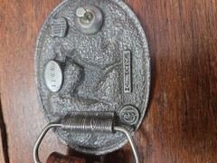 Belt C+ J Inc Pewter Buckle With Deer In Woods Belt Brown Tooled Leather 46