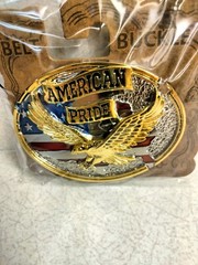 Patriotic! American Pride Eagle in flight, with U.S Flag metal belt Buckle, New!