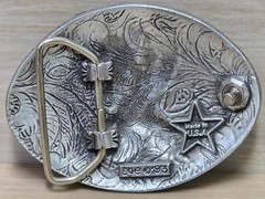 Vintage EGE Belt Buckle Antique Silver 3.5&Prime; Oval Flying Eagle Western USA