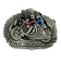 Motorcycle Belt Buckle Western Cowboy Native American Motorcyclist (MOT-08)