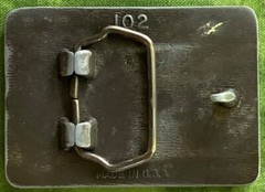 Belt Buckle w/ Ford Logo Embossed on Leather, attached to Metal Backing, NICE.