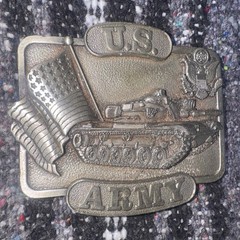 Belt Buckle Bergamot Brass Works US Army Tank Military Patriotic USA Made 1982