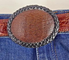 LIZARD skin Belt Buckle Handmade Western Cowboy HANDMADE NEW Authentic brown