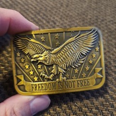 Freedom Is Not Free Brass Belt Buckle Eagle Stars Strips By Sponsor2014 2&Prime;Belt/W