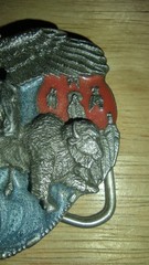 Belt buckle 3-D eagle Indian chief buffalo color 1988 by Siskiyou unused