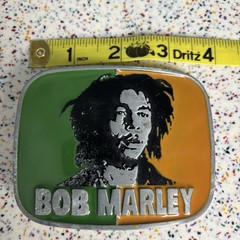 Vintage Y2K Bob Marley Orange Green Rasta Reggae Belt Buckle Hippie Herb Festive