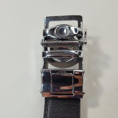 Men&rsquo;s Wolf Head Fashion Belt Silver Buckle Black
