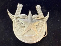 Lucky Horseshoe Winged Star Fine Pewter 2004 Belt Buckle Great American Products