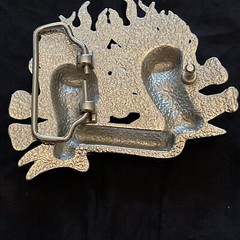 Skulls And Crossbones With Red And Yellow Flames ‘DEATH’ Belt Buckle Biker Goth
