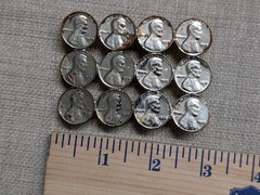 vintage 1970s handcrafted PENNY belt buckle LINCOLN coins WESTERN cowboy USA