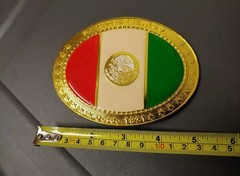 Mexico Mexican Flag Red White Green Eagle Coat of Arms Gold Belt 1821 Buckle