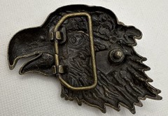 Vtg bronze Belt Buckle Eagle bandana stars USA