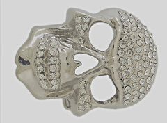 Skull Belt Buckles New Men Women Iced Style Silver Metal Bling Rhinestones Rebel