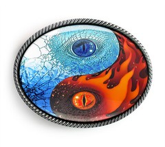 Yin Yang Dragon Belt Buckle – Sci-fi Tattoo Handmade Buckle – 398