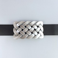 Vintage Silver Plated Cross Celtic Knot Rectangle Belt Buckle Boucle de Ceinture