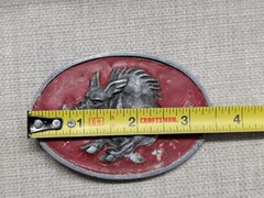 1970s-80s vintage ARKANSAS belt buckle RAZORBACKS wild pig WESTERN cowboy