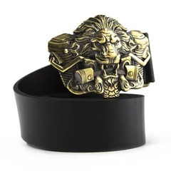 Biker belt buckle BURNING LION, Handmade biker animal lion style