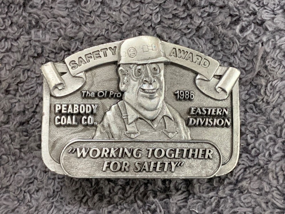 VTG 1986 Peabody Coal Company Safety Award Belt Buckle Eastern Division