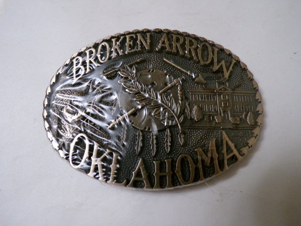1982 Broken Arrow Peace Pipe Belt Buckle, New In Box, Numbered 528 (SC-48)