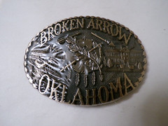 1982 Broken Arrow Peace Pipe Belt Buckle, New In Box, Numbered 528 (SC-48)