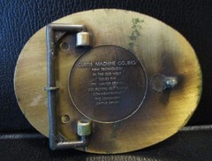 Curtis Machine Co Dodge City Kansas Longhorn Cattle Drive Brass Belt Buckle 1981