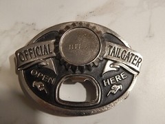 TAILGATER BELT BUCKLE WITH BOTTLE OPENER SISKIYOU PEWTER (Place Your Own Decal)