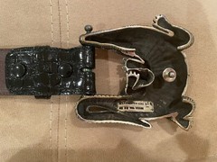 HUGE! Kieselstein-Cord Sterling Alligator Buckle And Black Alligator Belt Size 2