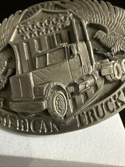 Vintage American Trucker 1998 Pewter Belt Buckle Siskiyou Semi Truck Eagle USA