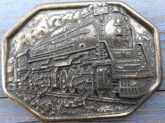 vintage belt buckle Avon train locomotive steam engine brass 3.5&Prime; long