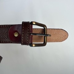 Brown Buffalo Leather Belt Cuero de Búfalo Brass Buckle Size 110 /47.5&Prime; x 1-3/8&Prime;