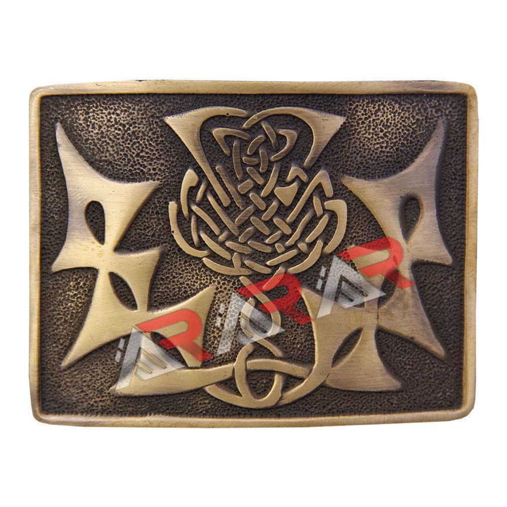 Scottish Kilt Belt Buckle Celtic Knot Thistle High Quality Antique Finish