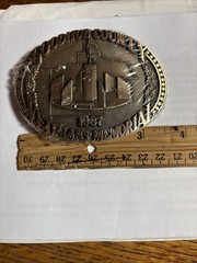 Belt Buckle Veterans Memorial Goodhue County 1987 In Box Red Wing MN Solid Brass
